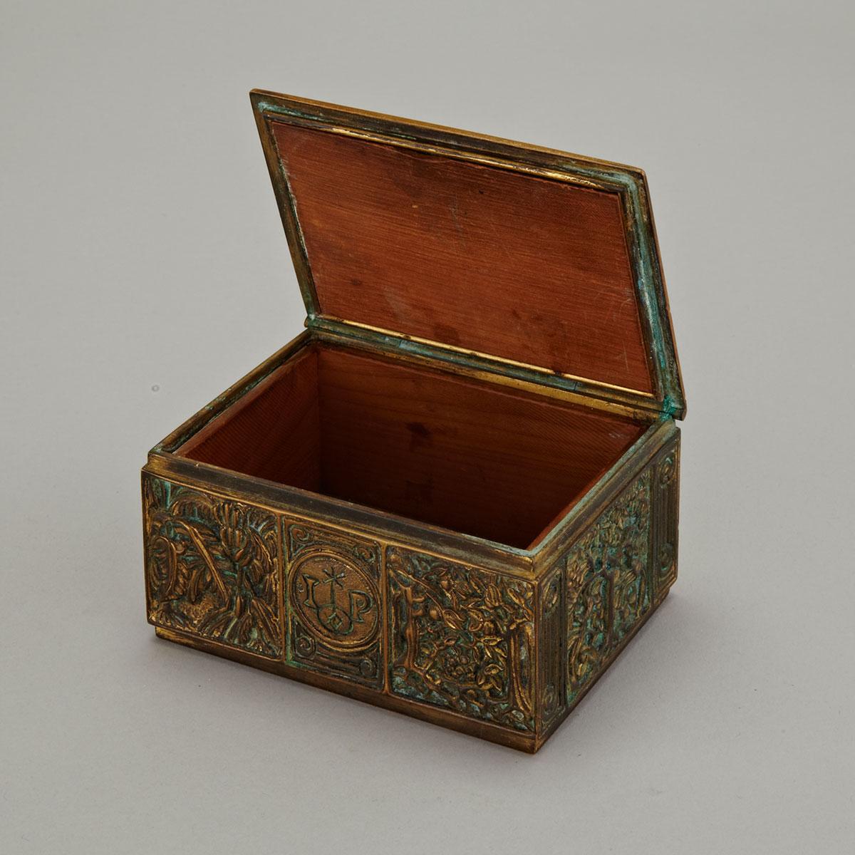 Tiffany Studios ‘Bookmark’ Pattern Gilt Bronze Cigarette Box, c.1906