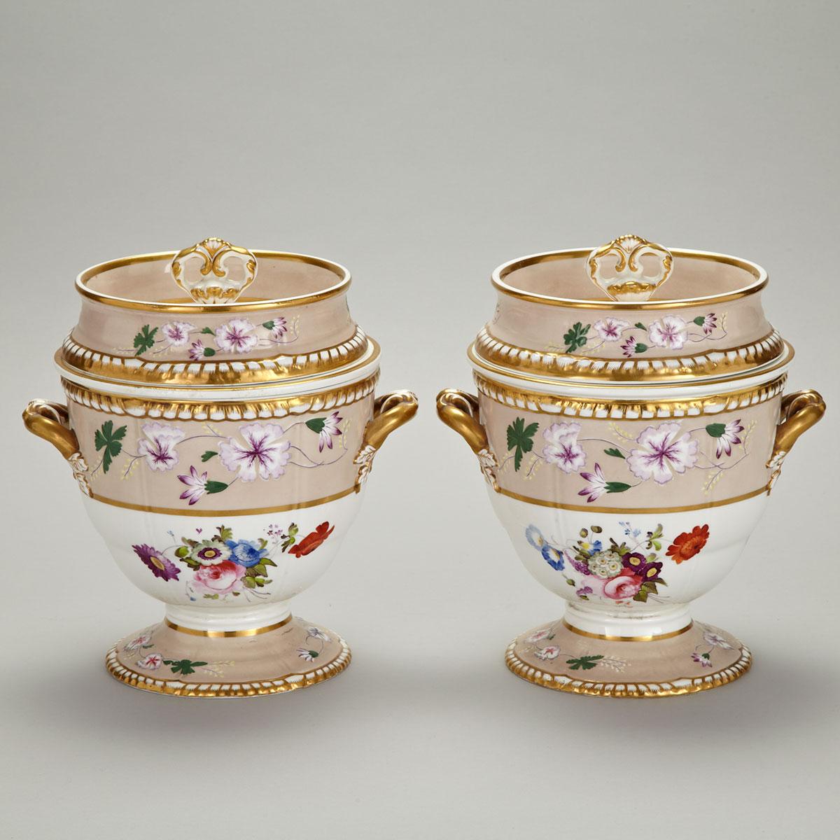 Pair of Spode Fruit Coolers with Covers and Liners, c.1825