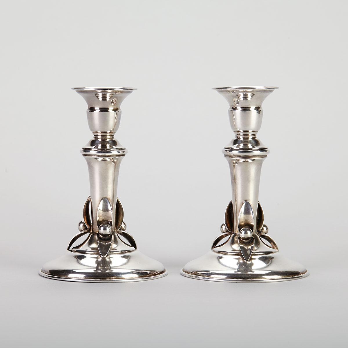 Pair of Canadian Silver Candlesticks, Carl Poul Petersen, Montreal, Que., mid-20th century