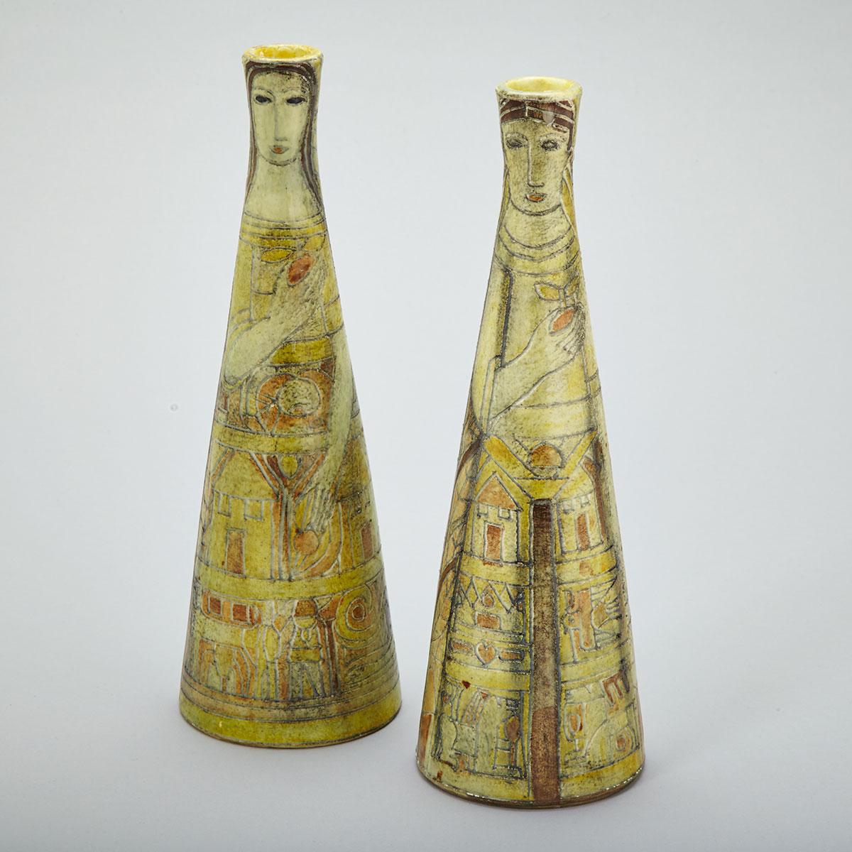 Pair of Brooklin Pottery Candlesticks, Theo and Susan Harlander, c.1975