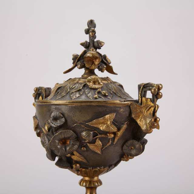 Small French Gilt and Patinated Bronze Covered Cup, c.1870