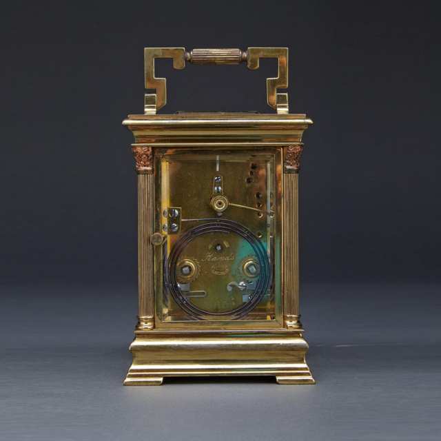 French Gilt Brass Repeating Carriage Clock, c.1900