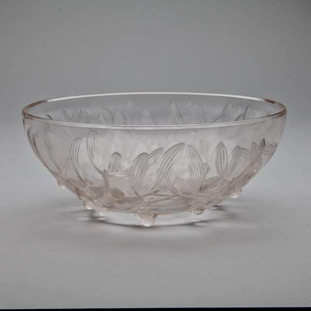 ‘Gui’, Lalique Moulded and Frosted Glass Bowl, c.1930