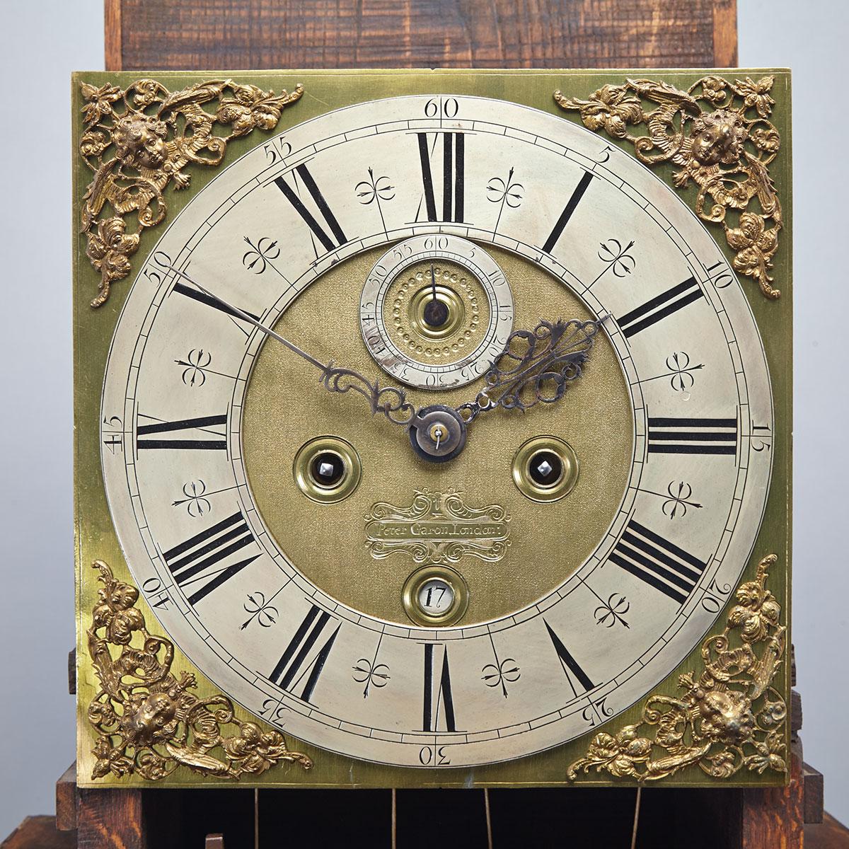 Charles II Olivewood and Burl Walnut Tall Case Clock, Peter Garon, London, c.1690