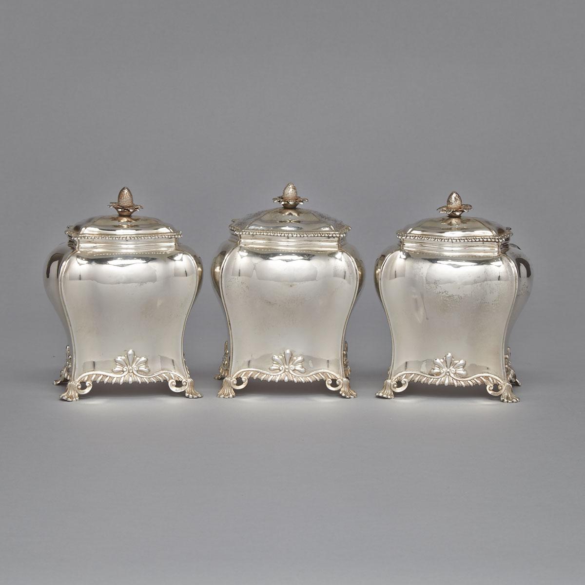 Set of Three George III Silver Tea Caddies, Daniel Smith & Robert Sharp, London, 1760