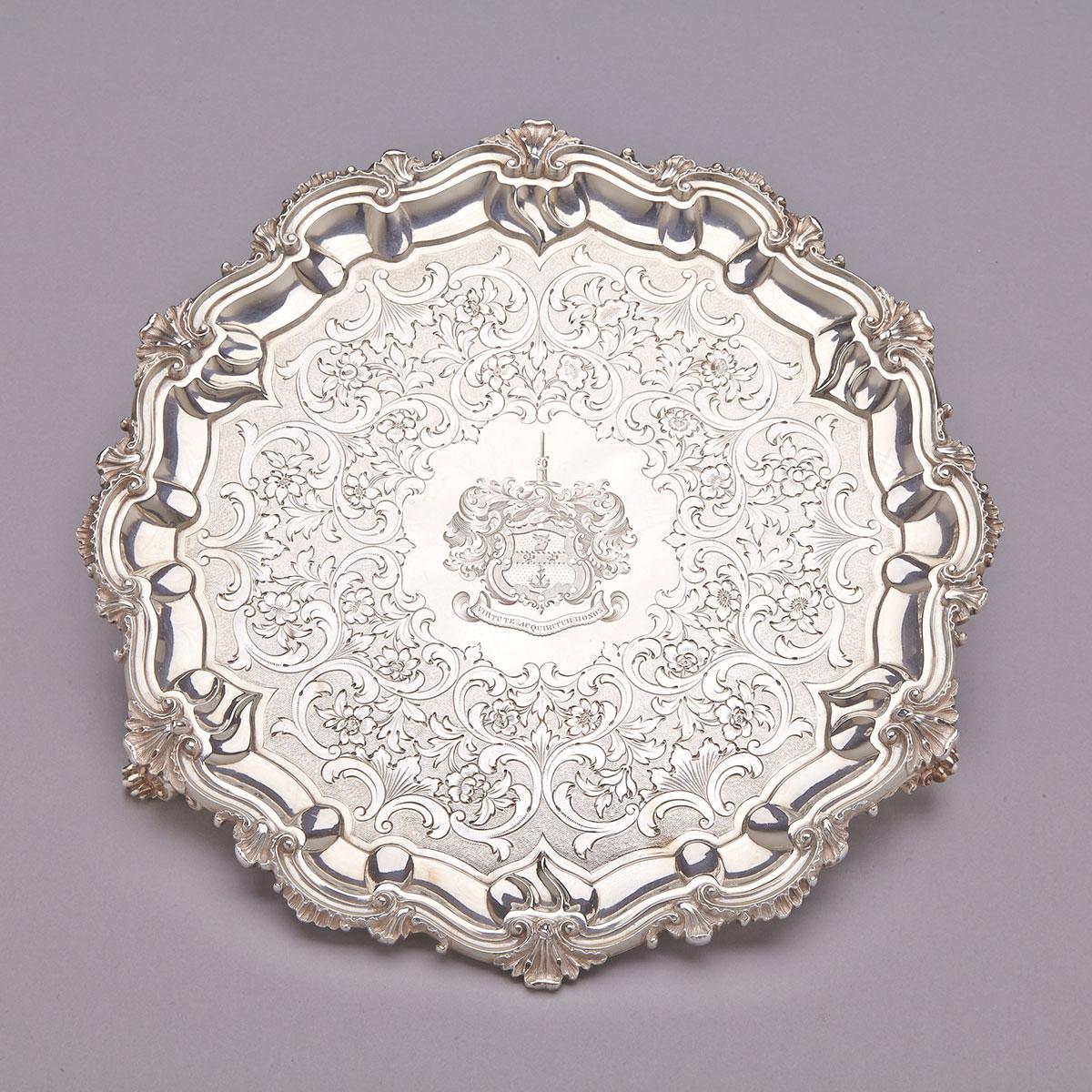 Early Victorian Scottish Silver Shaped Circular Salver, James McKay, Edinburgh, 1840