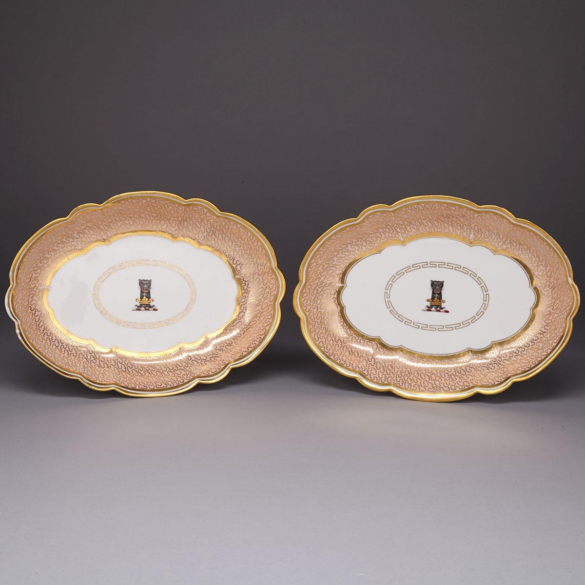 Pair of Barr, Flight & Barr, Worcester Armorial Oval Dishes, c.1810-13