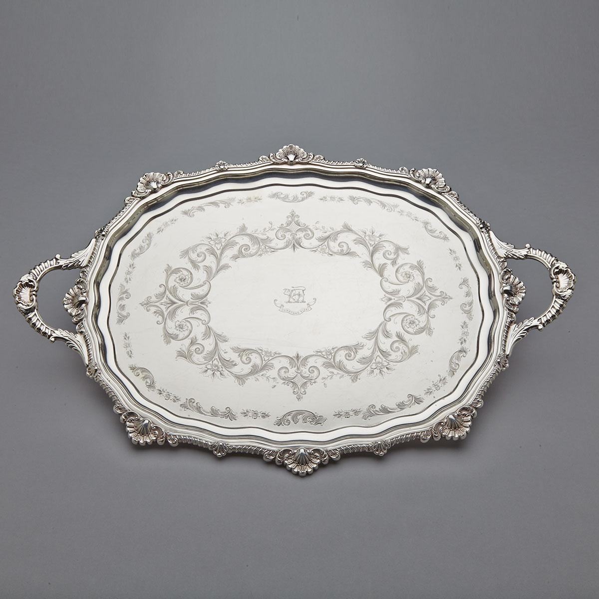 Canadian Silver Two-Handled Oval Serving Tray, Henry Birks & Sons, Montreal, Que., 1952