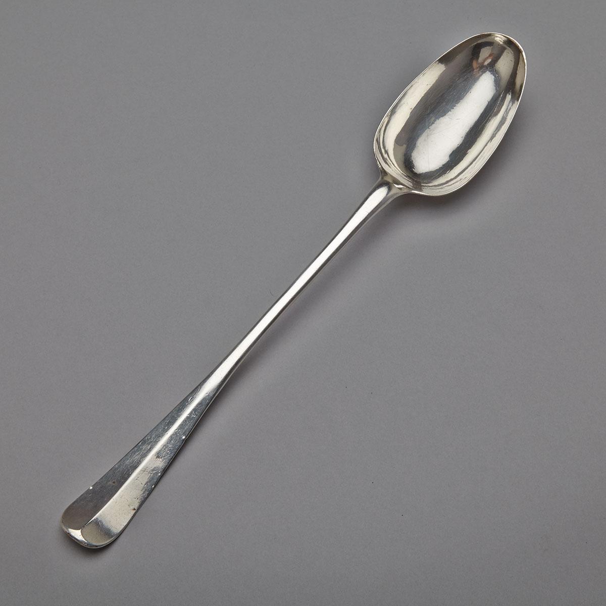 George II Irish Silver Hanoverian Pattern Large Basting Spoon, probably Anthony Semirot (Semerat, Simrose, Simroe), Cork, c.1740