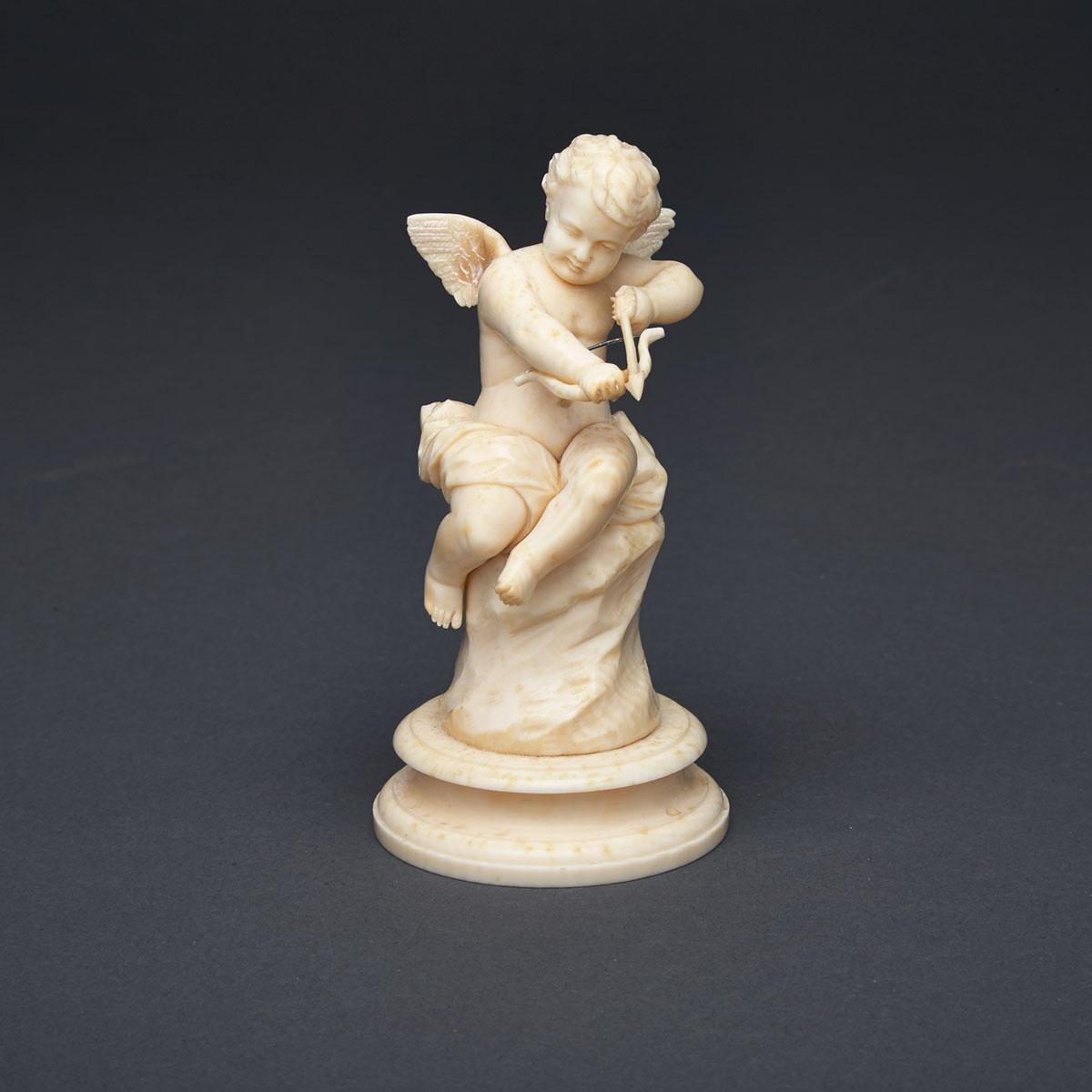 French Carved Ivory Figure of Cupid, 19th Century