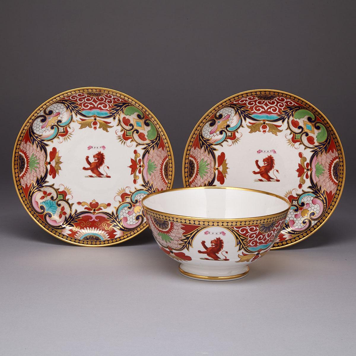 Pair of Flight, Barr & Barr Worcester Armorial Saucer Dishes and a Bowl, c.1813-20