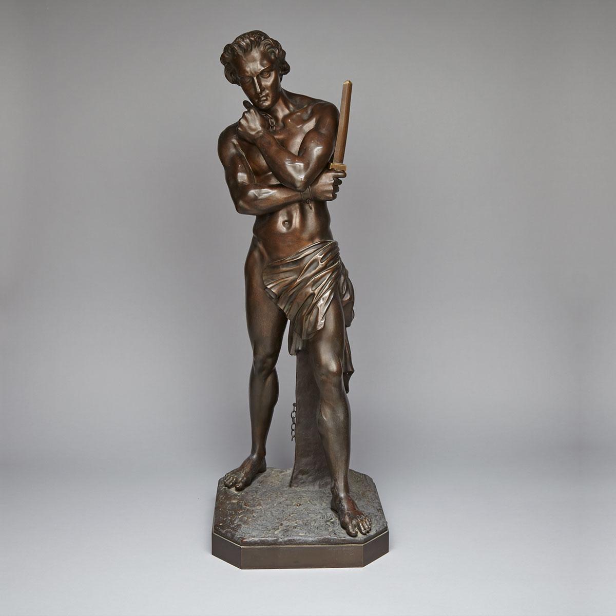 French School Patinated Bronze Figure of a Freed Gladiator, 19th century