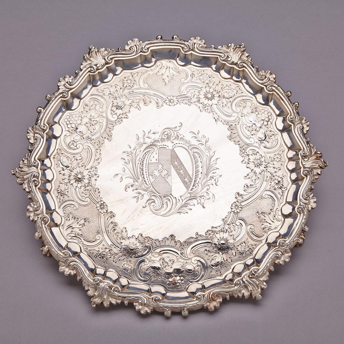 George II Silver Shaped Circular Salver, William Peaston, London, 1746