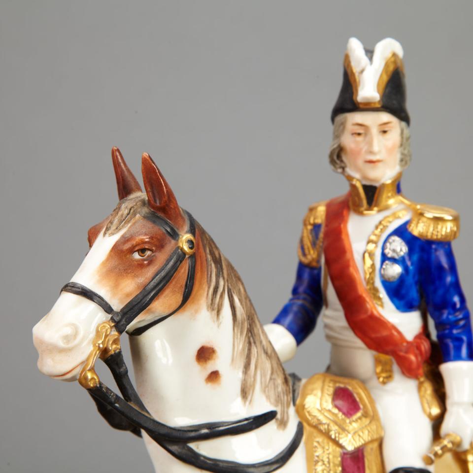 Sitzendorf Porcelain Equestrian Group of Marshal General Nicolas Jean-de-Dieu Soult, 1st Duke of Dalmatia, 20th century