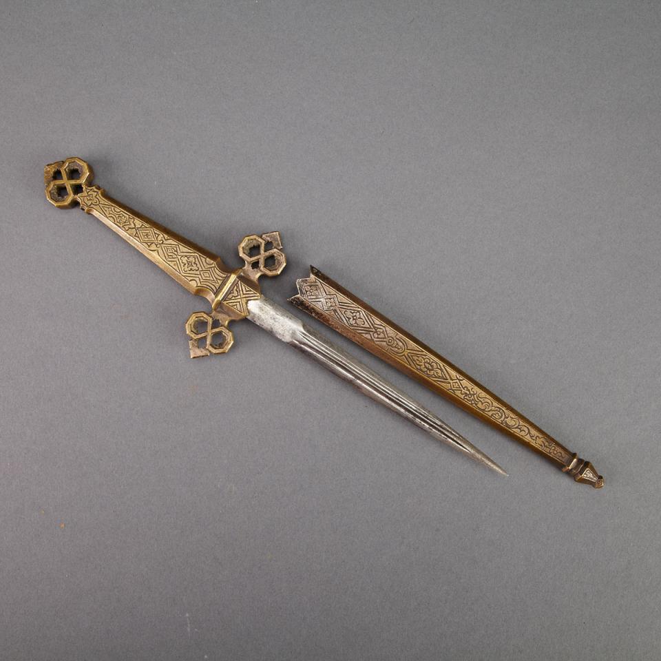 Caucasian Silvered Bronze Dagger, 19th century