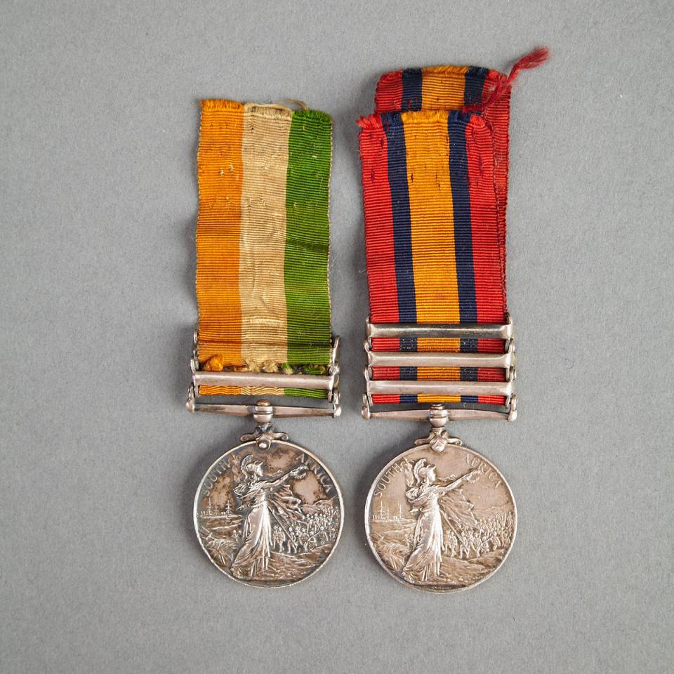 Boer War Pair: Queen’s and King’s South Africa Medals to 320 Trooper W. Woodward, R. M. G. B. - S. A. L. H.