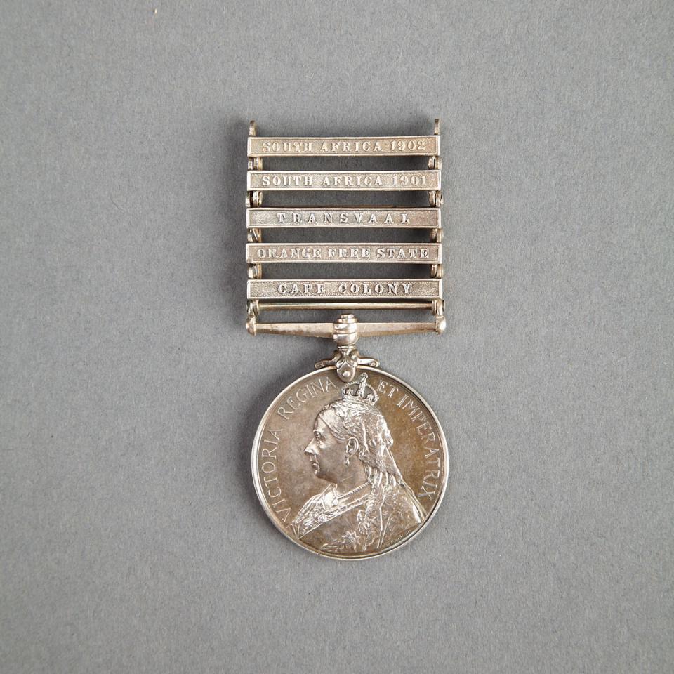 Boer War: Queen’s South Africa Medal to 1456 3rd Class Trooper F. H. Biles, S. A. C.