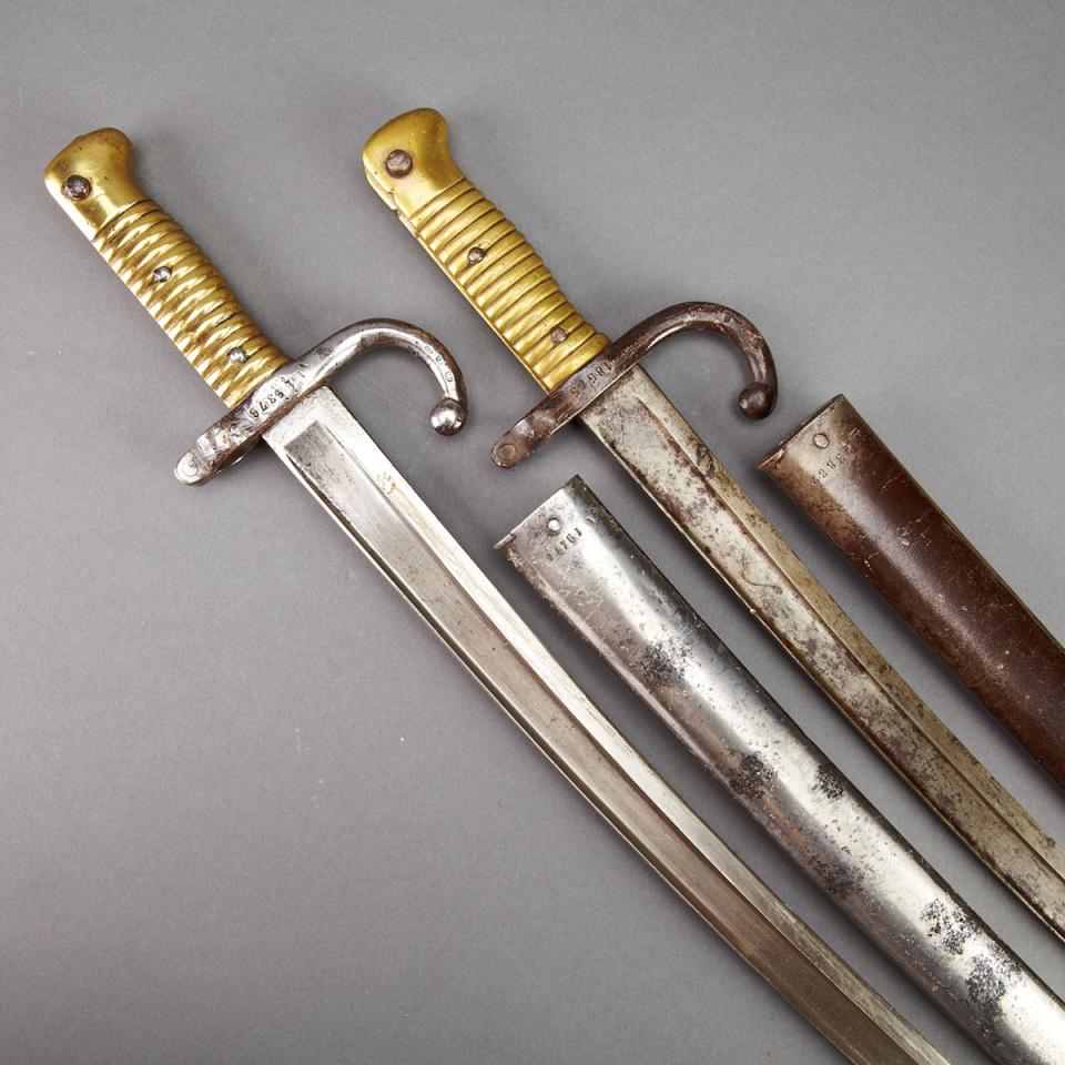 Two French Model 1866 Chassepot Bayonets, 19th century