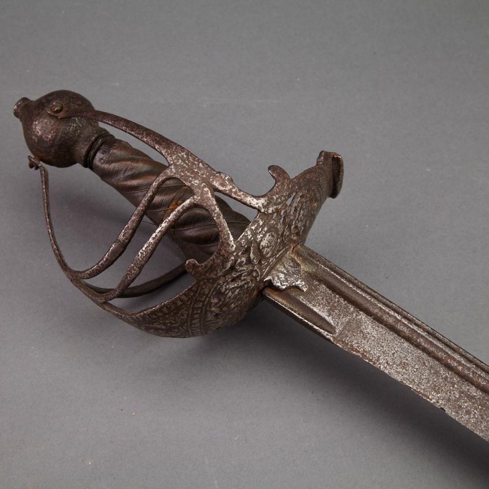 English Civil War Period Mortuary Hilted Cavalry Officer’s Broadsword, mid 17th century