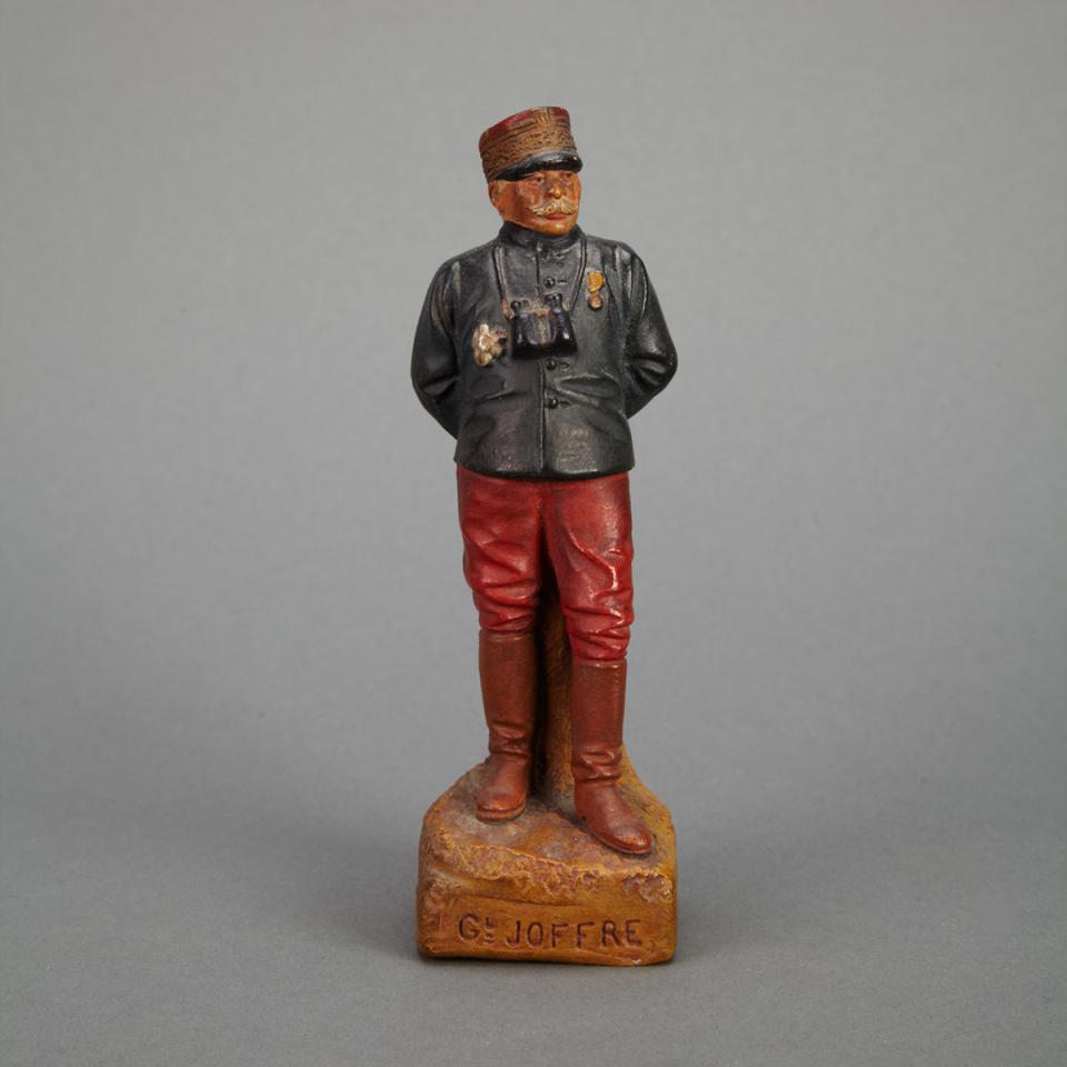 Small French Cold Painted Terra Cotta Figure of General Joseph Joffre,  early 20th century