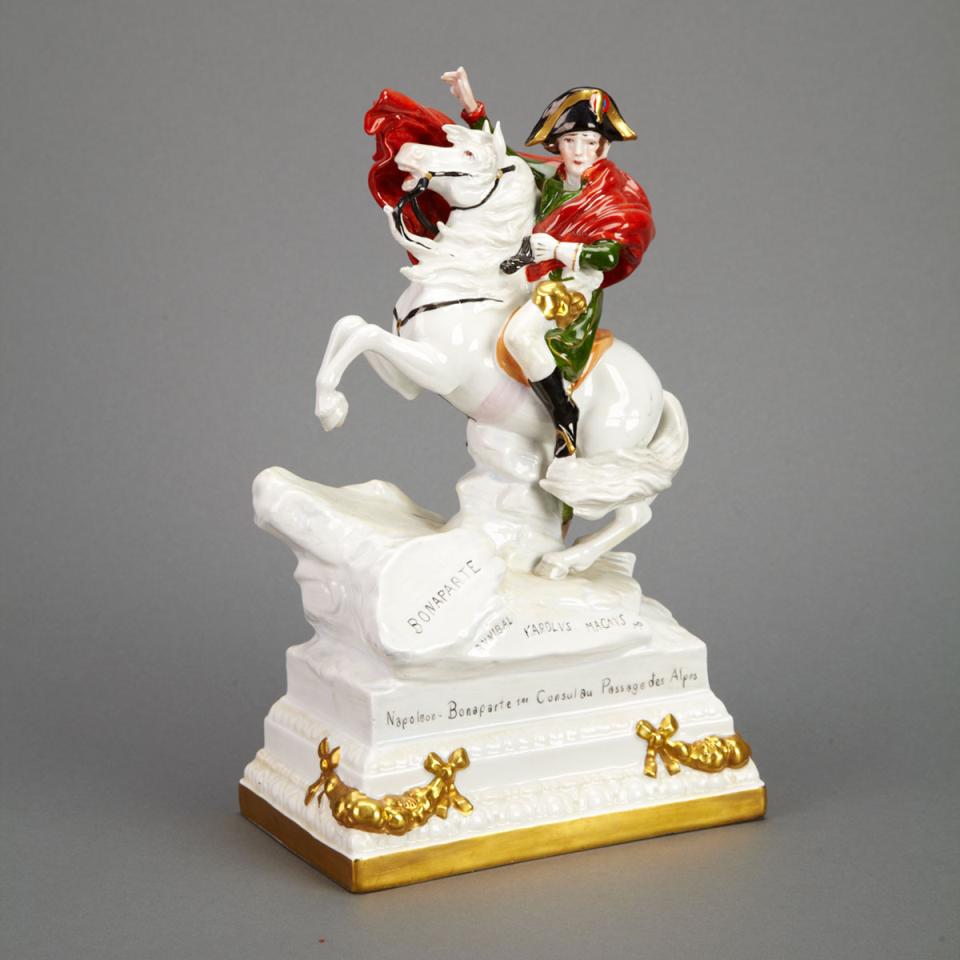 Sitzendorf Porcelain Equestrian Group of Napoleon Bonaparte, 1st Consul au Passage de Alps, 20th century