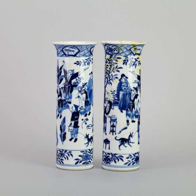 Pair of Blue and White Beaker Vases, Kangxi Mark