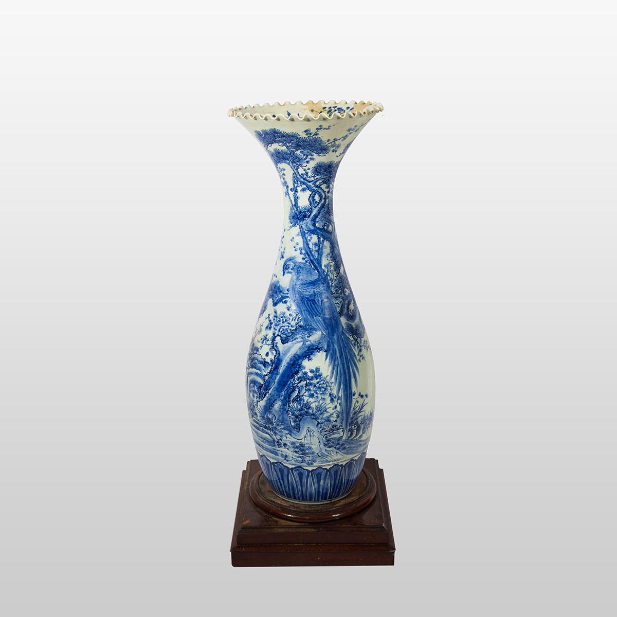 Massive Arita Blue and White Floor Vase, Late 19th Century