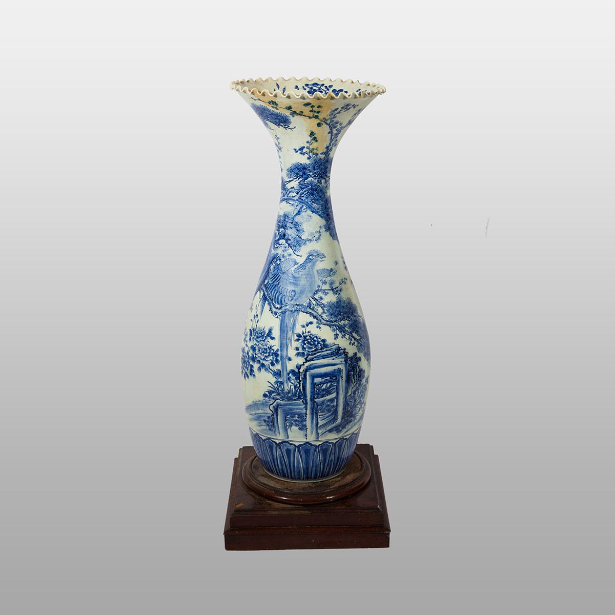 Massive Arita Blue and White Floor Vase, Late 19th Century