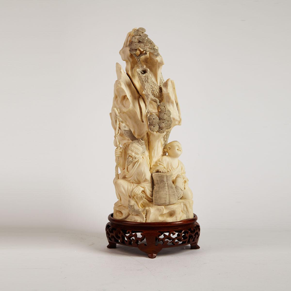 Ivory Carved Fisherman Group