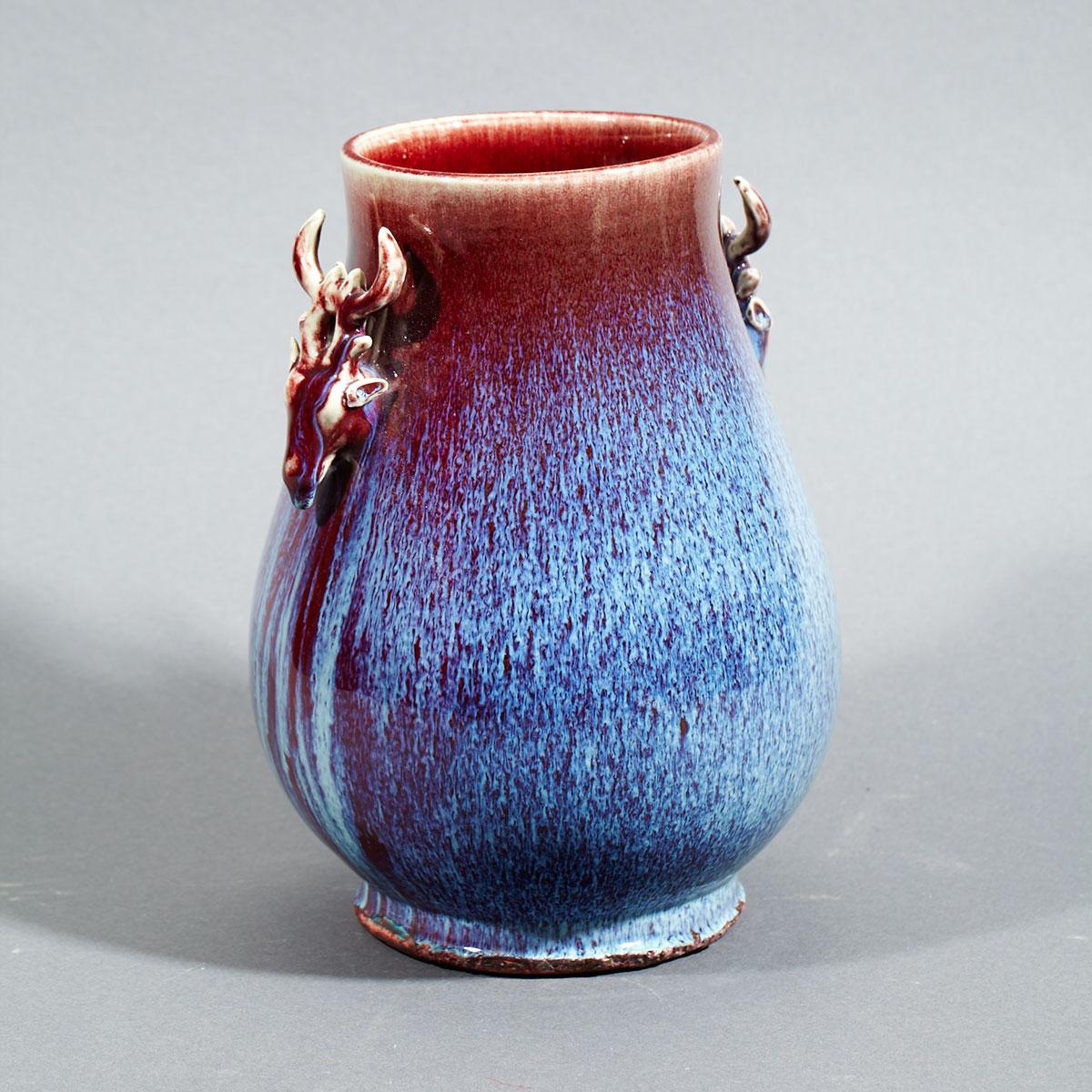 Flambe Glazed Hu Shaped Vase 