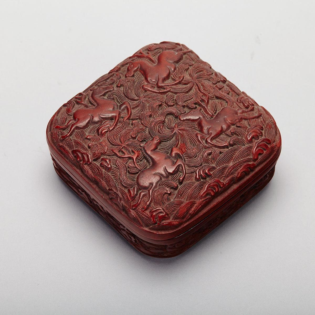 Small Lacquer Carved Box and Cover