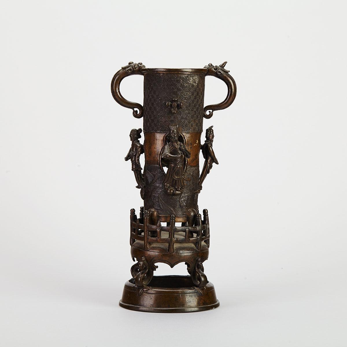Bronze ‘Chinese Immortals’ Vase , Meiji period, 19th Century