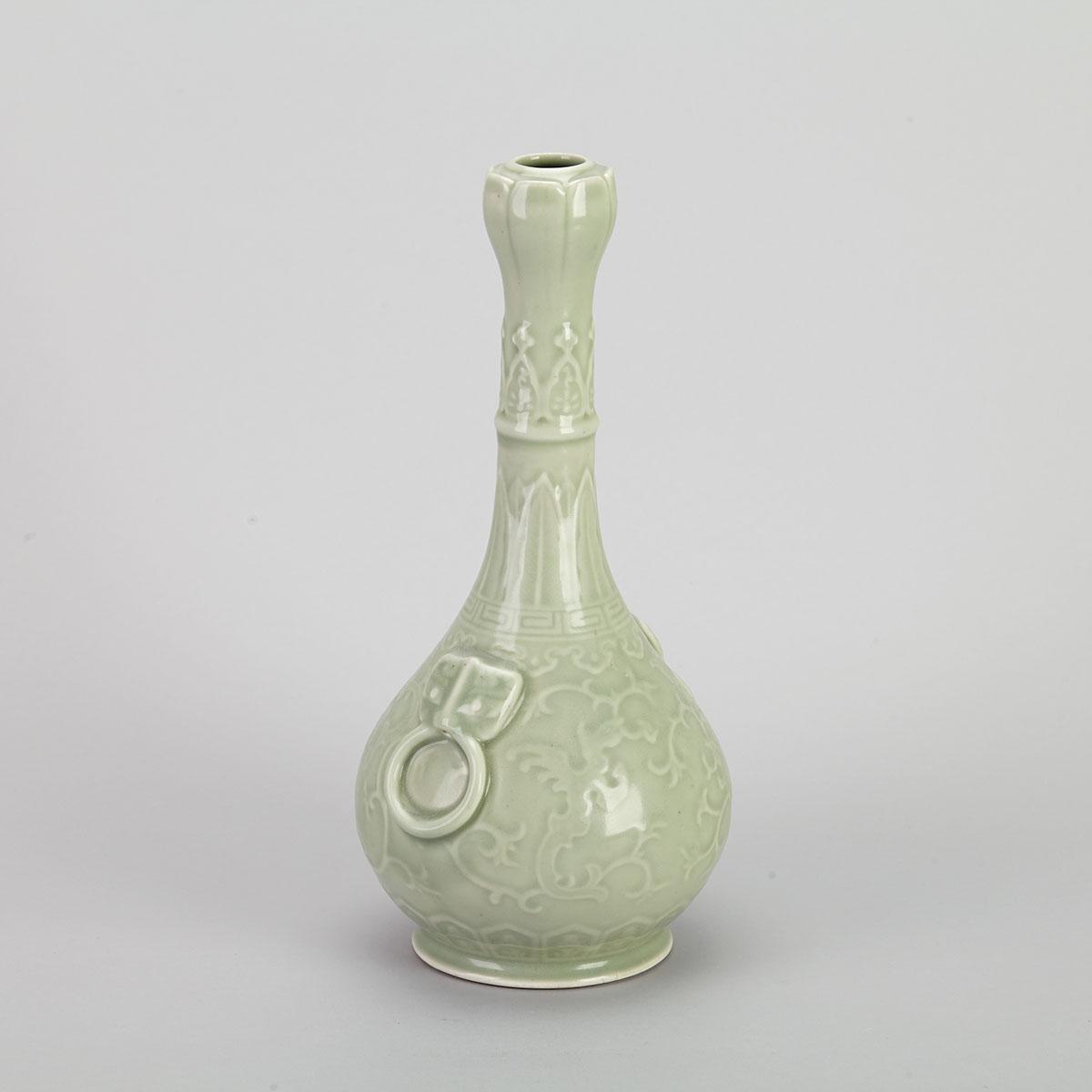 Celadon Carved Garlic Head Vase, Republican Period
