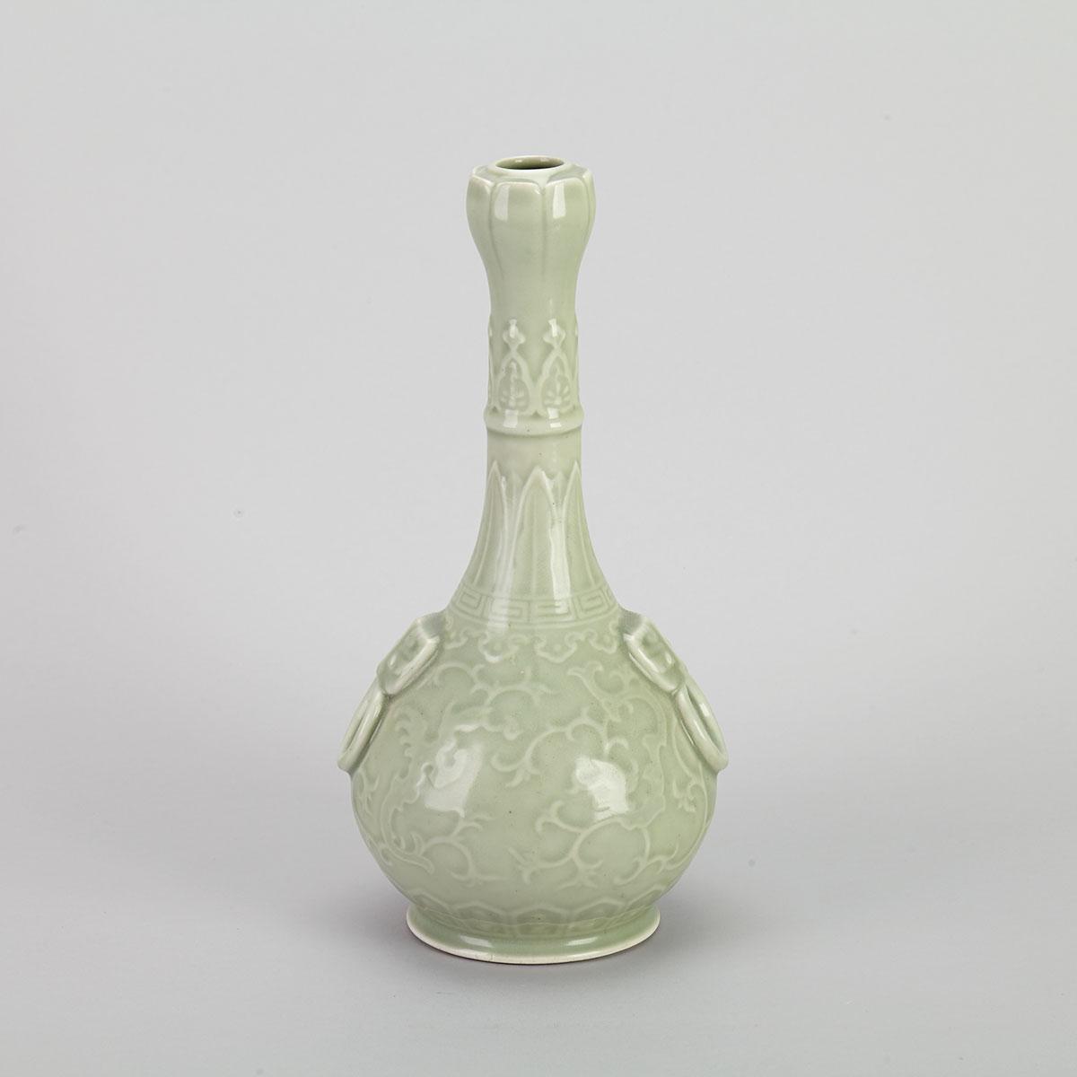 Celadon Carved Garlic Head Vase, Republican Period