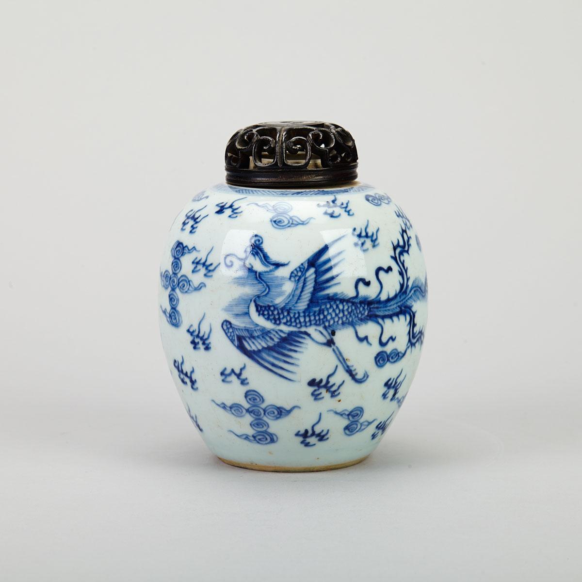 Blue and White ‘Double Phoenix’ Ginger Jar, Kangxi Period (1662-1722)