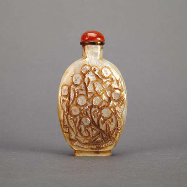 Carved Mother-of-Pearl Snuff Bottle, Early 20th Century