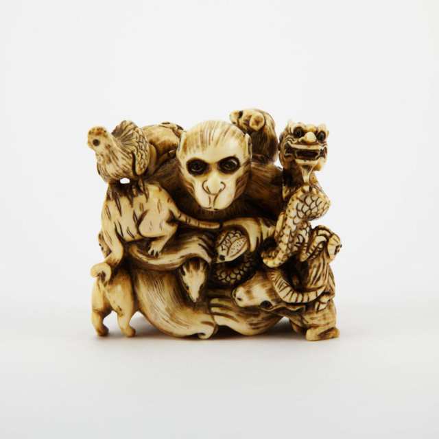 Ivory Carved Zodiac Animal Group