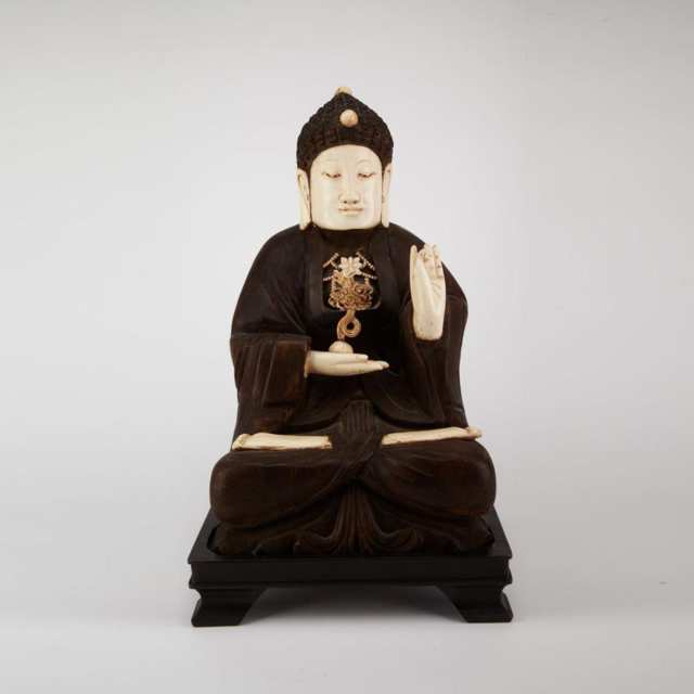 Wood and Ivory Buddha, Early 20th Century