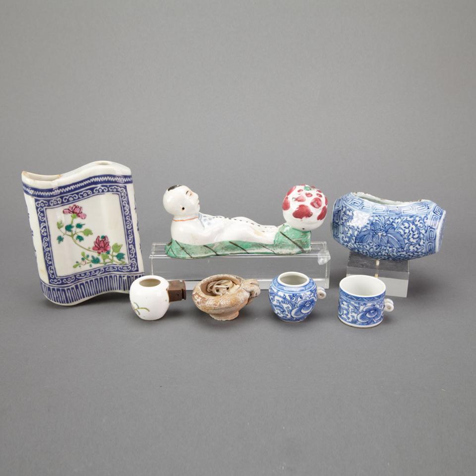 Group of Seven Scholar Porcelain Pieces, Late Qing Dynasty to Republican Period