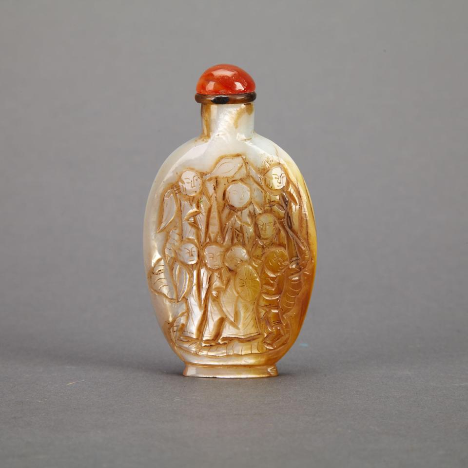 Carved Mother-of-Pearl Snuff Bottle, Early 20th Century