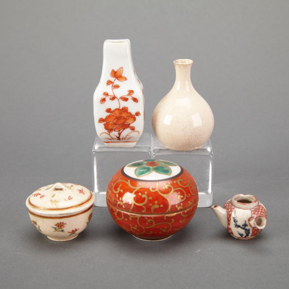 Group of Five Miniature Porcelain Vessels, Japan, 19th Century
