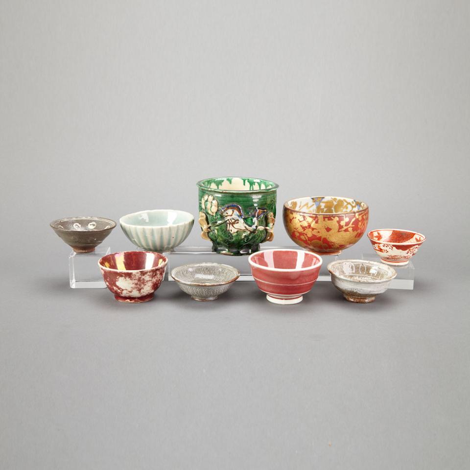Group of Nine Small Ceramic Tea Bowls, Japan, 19th Century