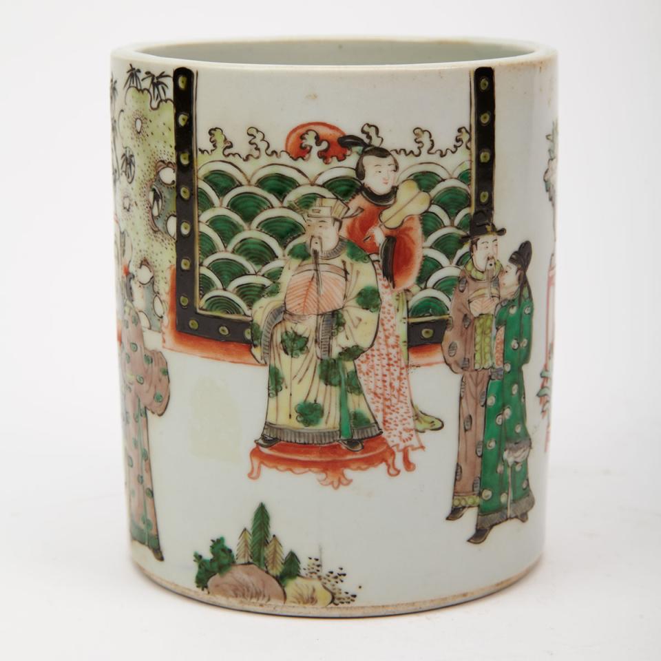 Famille Verte Brushpot, Kangxi Mark, Early 20th Century