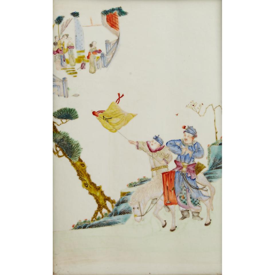 Famille Rose Porcelain Panel, Late Qing Dynasty