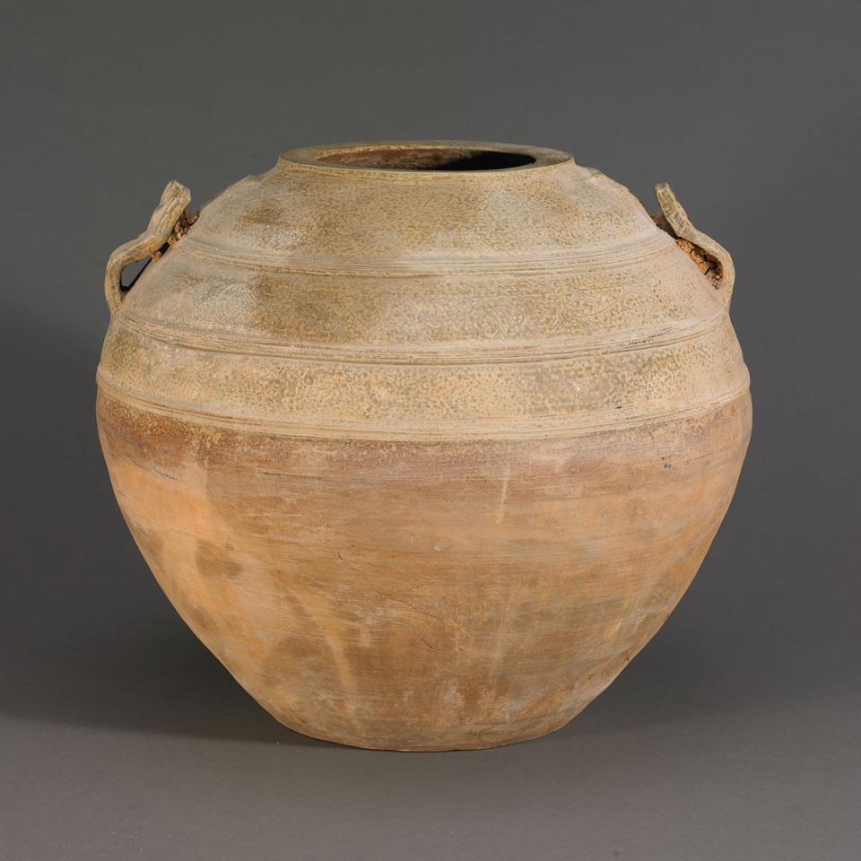 Ash-Glazed Pottery Urn, Possibly Warring States Period