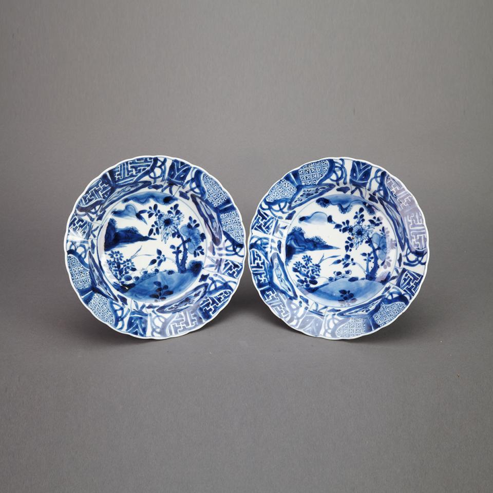 Pair of Blue and White Shallow Bowls, Kangxi Period (1662-1722)