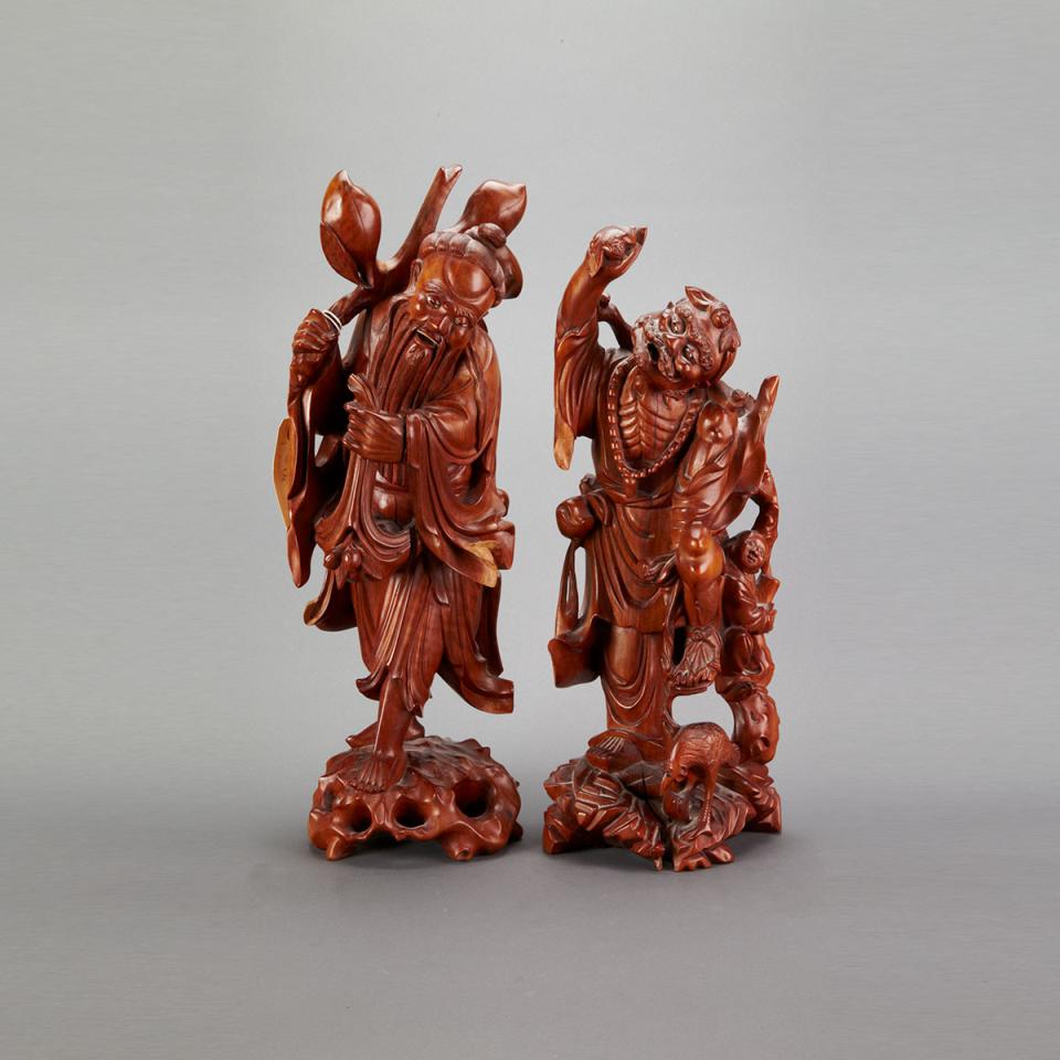 Two Rosewood Carved Immortals