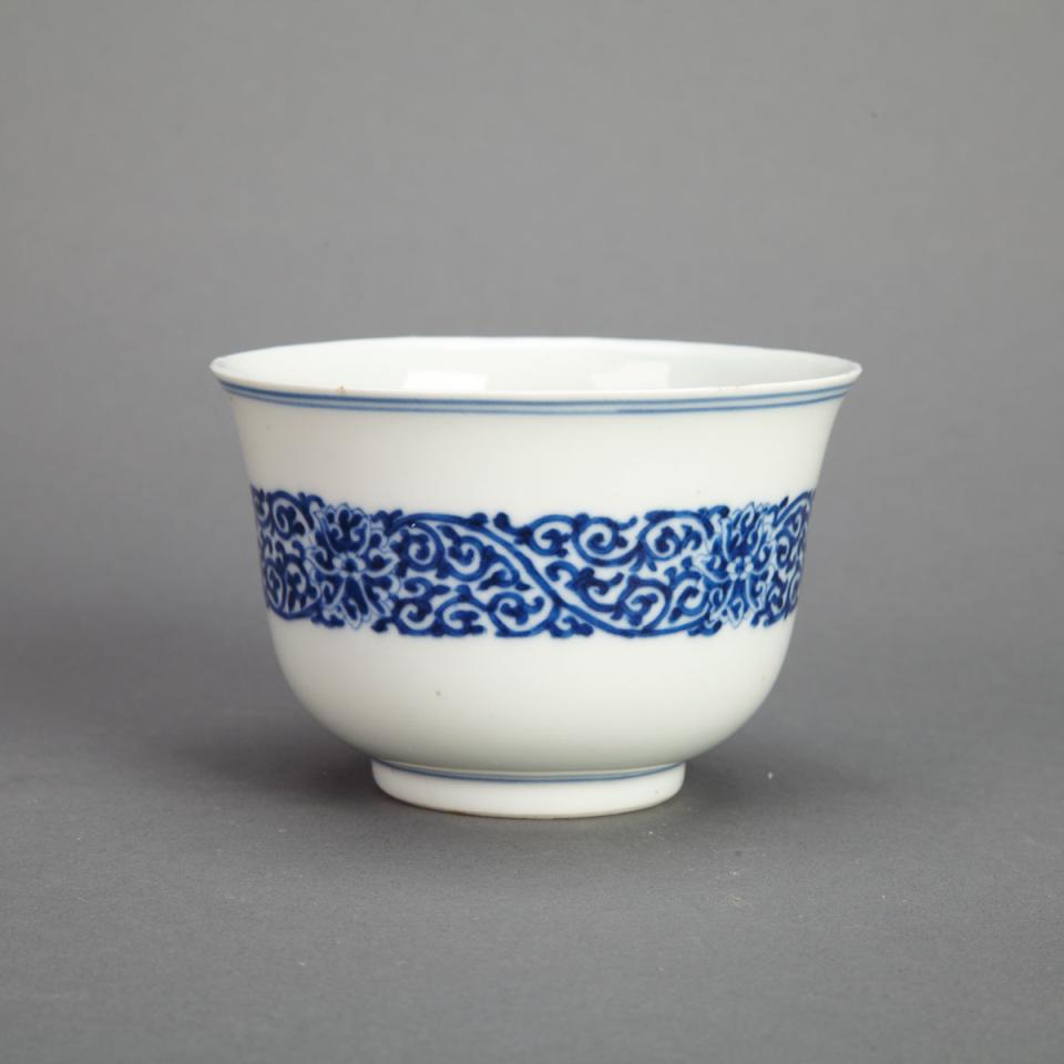 Blue and White Wine Cup, Kangxi Mark, 19th Century