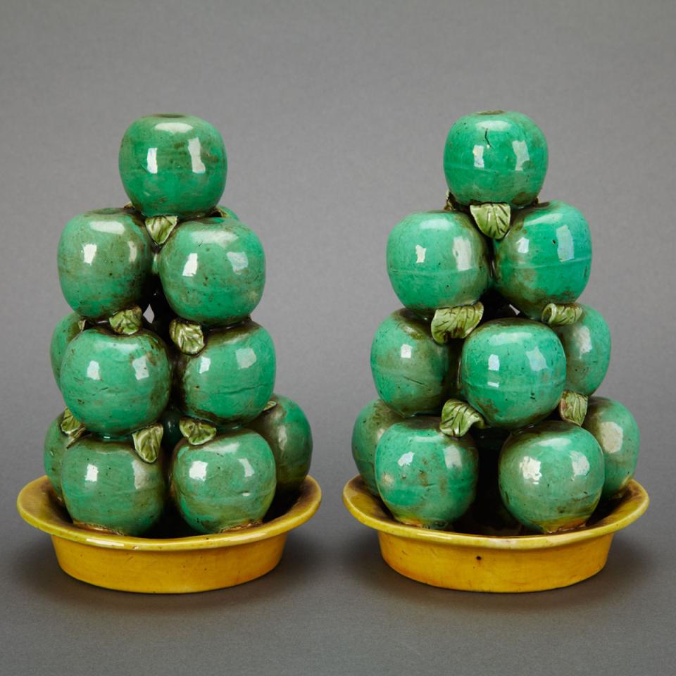 Pair of Export Biscuit Fired Fruit Groups, 19th Century