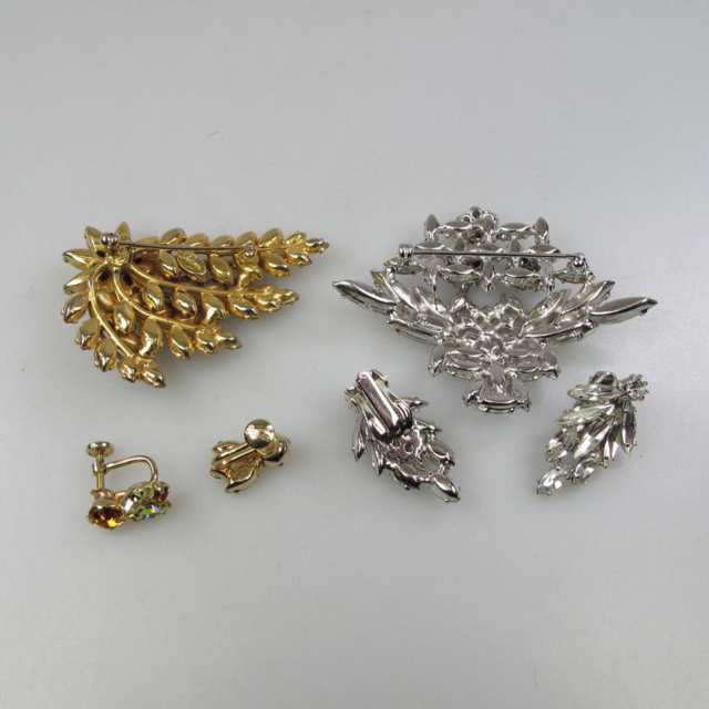 Two Sherman Gold And Silver Tone Metal Brooch And Earring Suites